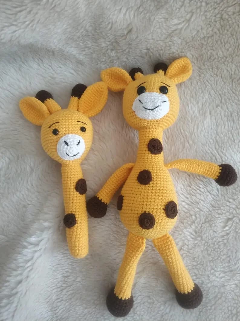 Amigurumi Giraffe and Rattle, Newborn gift